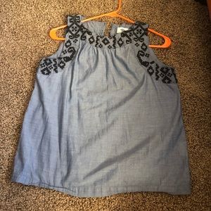 Denim tank top with black detail!!